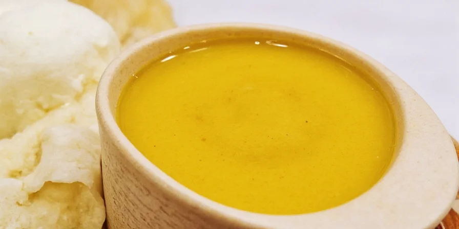 Dish garnished with yellow aji sauce