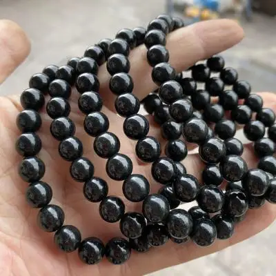 

8mm round natural black Russian shungite bracelet