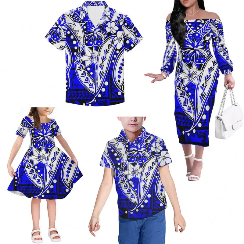 

Hibiscus Polynesian Parent-child Mother Daughter Clothes Daddy Son Outfits Family Matching Short Sleeve Shirt Boys Clothing Sets, Customized color