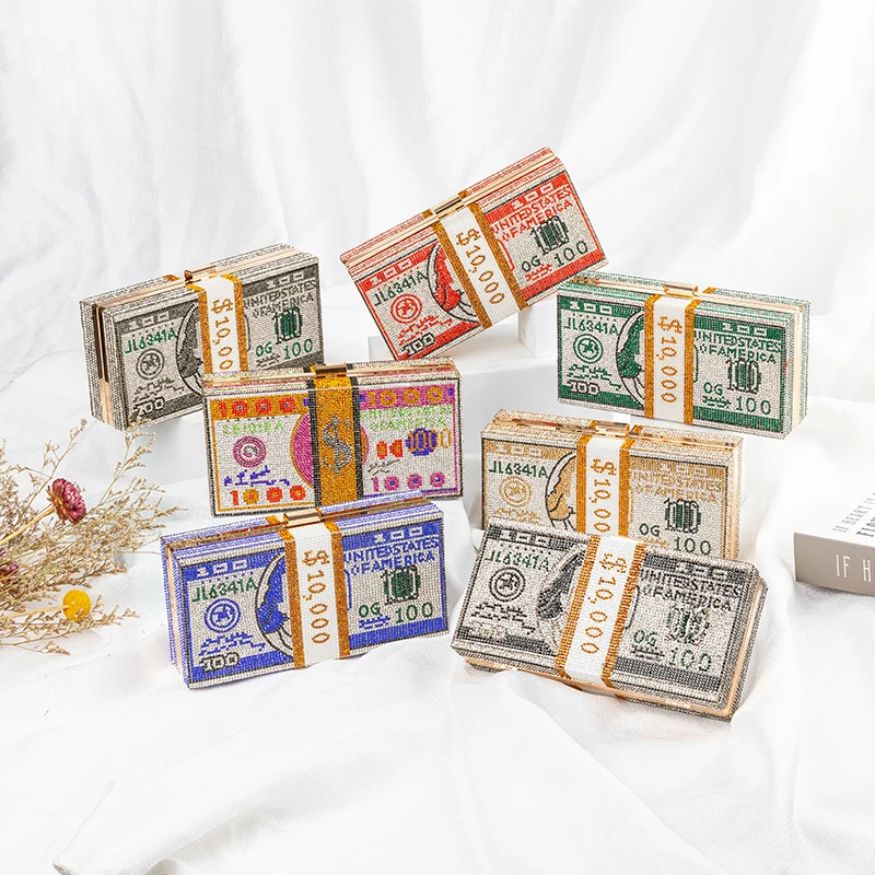 

2021 fashion dollar evening hand bags party clutch evening money purse for women