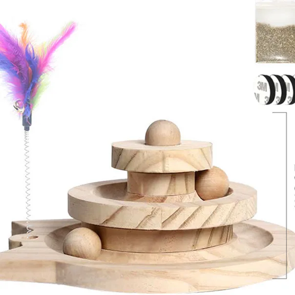 

Wholesale Cat Turntable Funny Pet Toys Cat Scratching Board Happy Wooden Pet Cat Tree
