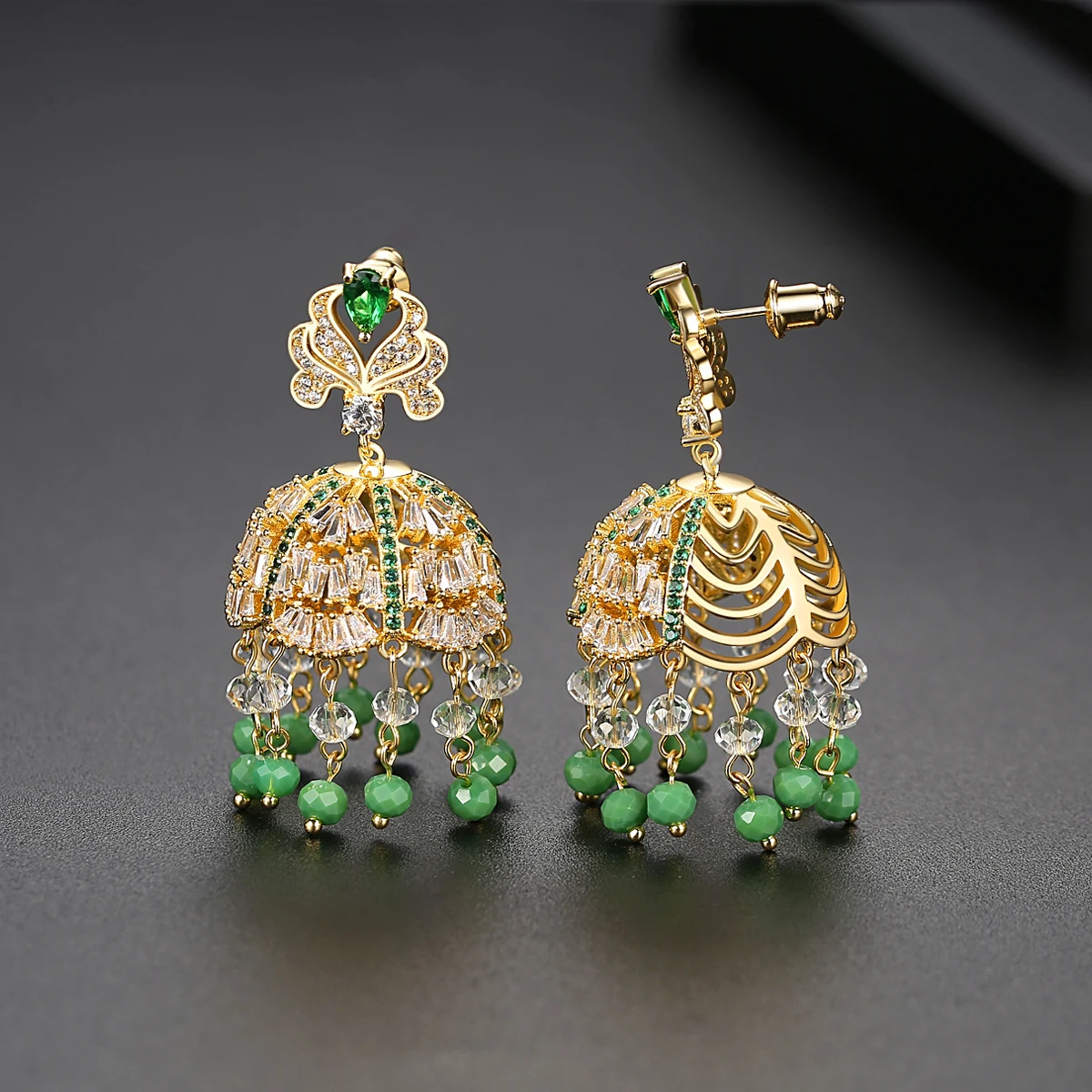 

LUOTEEMI Bohemian Style Multi-color Tassel Earring with AAA zircon for Indian Traditional Jewelry Design