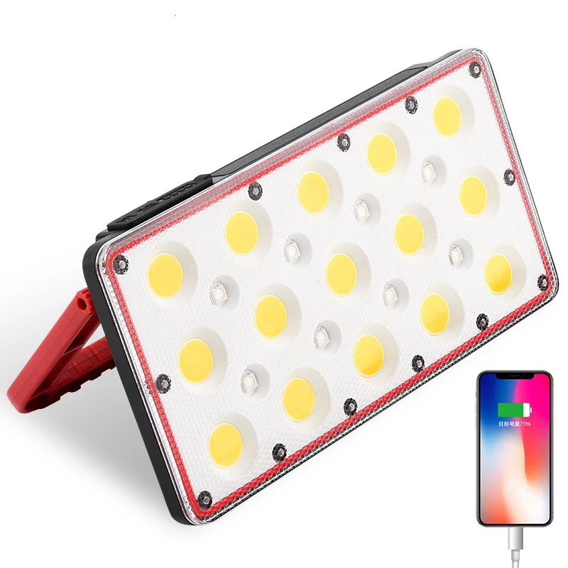 1000lm Waterproof USB Rechargeable Red Blue Working Lamp Bulit-in Battery  Floodlight 23 LED COB Flood Lights for Emergency