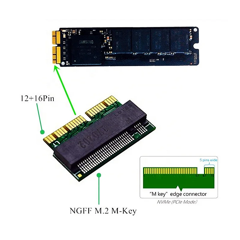 

M.2 Adapter NVMe PCIe M2 NGFF Adapter To SSD For 2013-2017 A1465 A1466 A1502 A1398