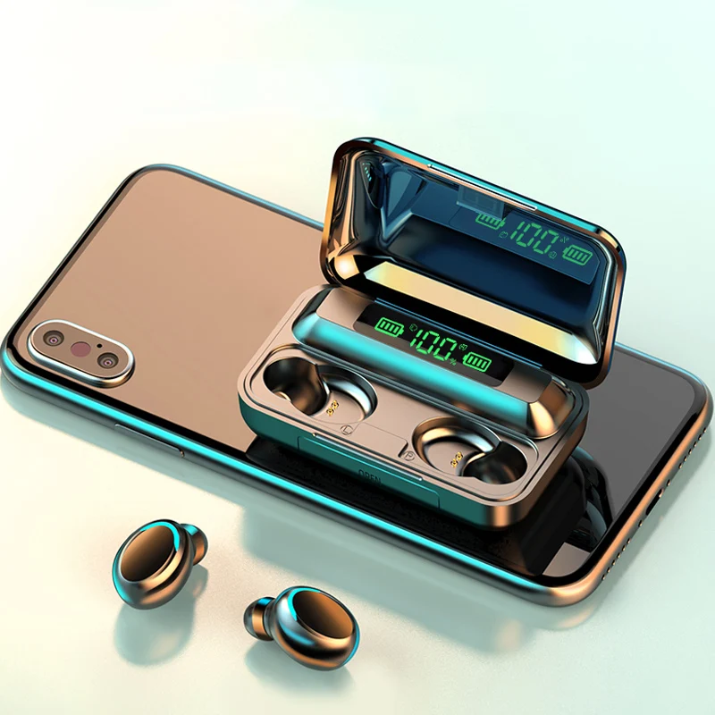 

TWS Bt 5.0 Earphones 2200mAh Charging Box Wireless Headphone 9D Stereo Sports Waterproof Earbuds Headsets With Microphone