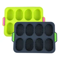 

2019 New Hot Sale Nonstick 8 Cavity Silicone perforated Baguette Pan for French Bread Baking - Soft Grip Mini Loaf Pan