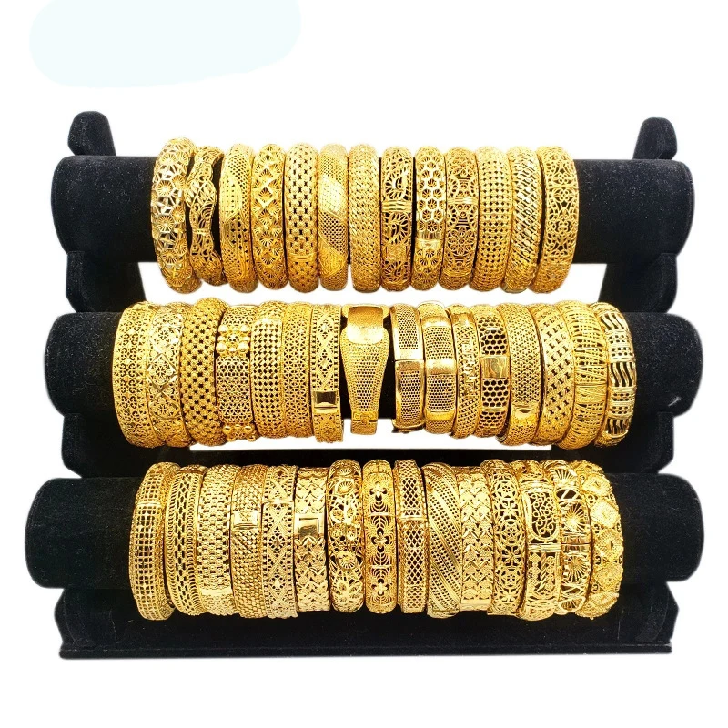 

Luxury 24k Gold Plated Bangles Ethiopian African Women Fashion Dubai Bracelet Party Wedding Gifts HWT56