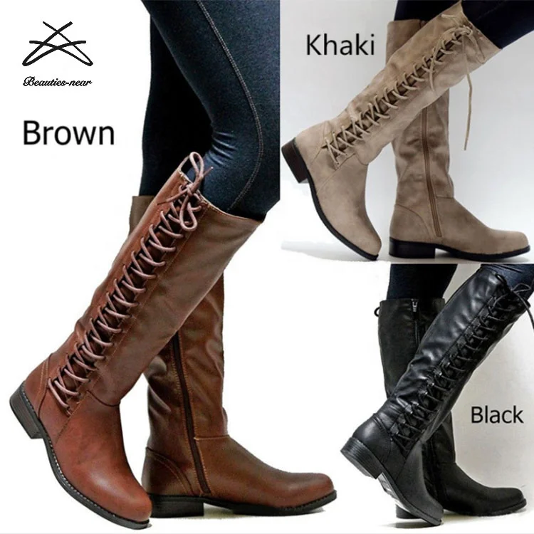 

RTS Top selling pu leather wholesale fashion shoes ladies women boots, Black,brown,khaki
