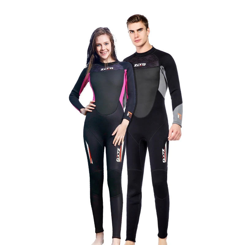 

Zcco Long Sleeve Keep Warm 3Mm Neoprene Diving Suit, Back Zip Mens Swimming Suit,Wetsuit Diving, Men's black grey,women's red,women's pink