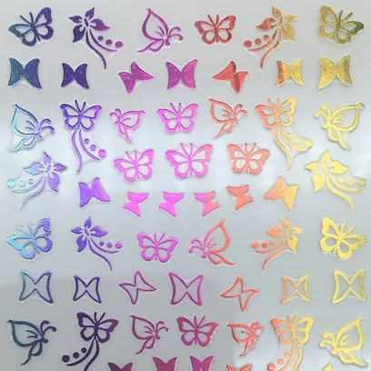 

R332 Wholesale 12 Colors Elegant 3D Butterfly decoration Sticker Nail Wraps Nail Art Decals, As picture show