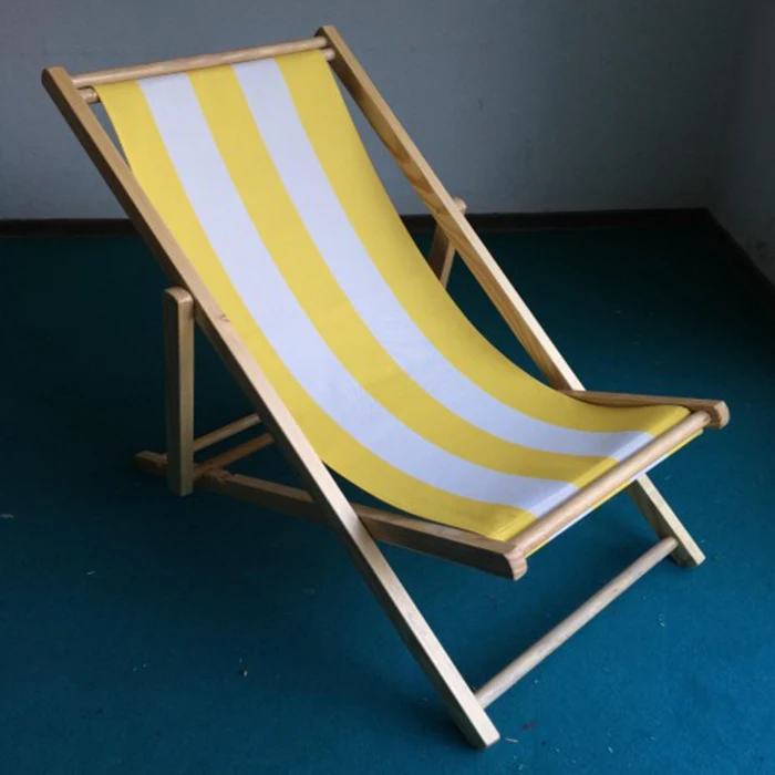 
Factory hot sale wooden canvas folding reclining beach chair Outdoor Camping Leisure Picnic Sling Surfside Recliner 