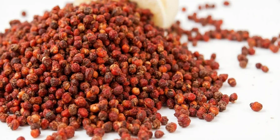 Zanthoxylum bush with green leaves and red berries