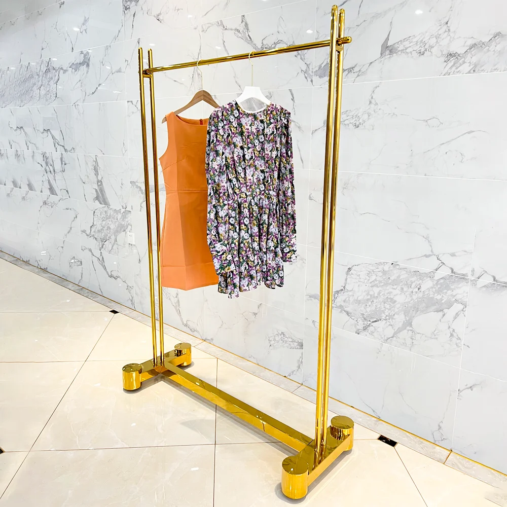 

High End Clothing Shop Furniture Heavy Duty Gowns Hanging Clothing Racks Metal Clothes Rack Garment Display Rack For Boutiques