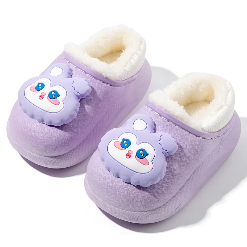 

cartoon Unicorn Kids Shoes for Girl Cotton-padded Shoes 2023 New Winter Round-toe Plush Slippers Cute Children Casual rabbit Sh