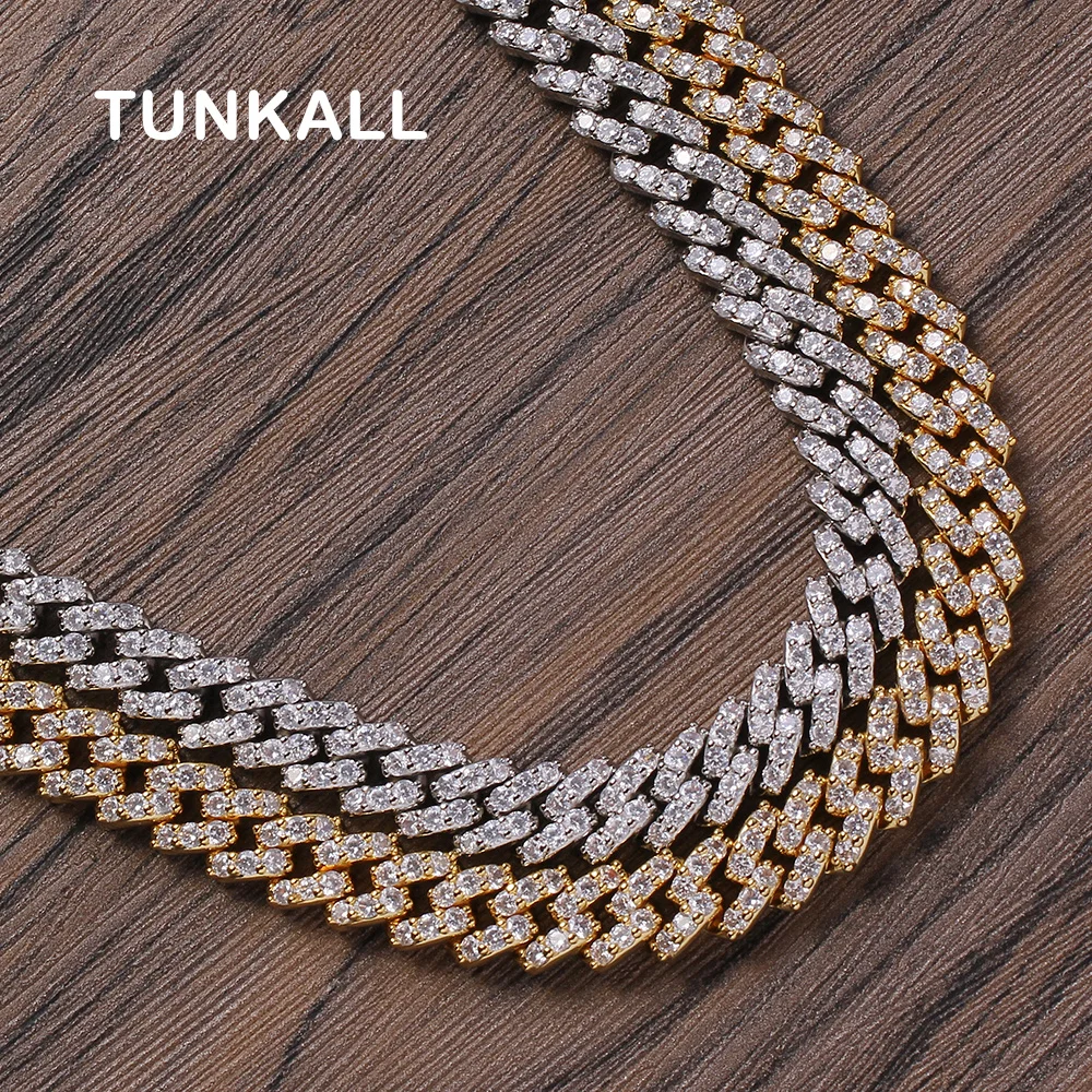 

BC018 10mm brass Necklace Gold Silver Iced Out zircon Hip Hop Rock Jewelry For Men Gift Party