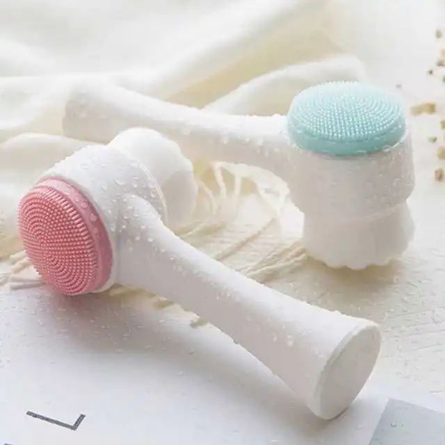 

3D Double-sided Wash Brush Soft Hair Silicone Wash Instrument Home Manual Cleansing Brush Wash Artifact Deep Clean Pores, 2 colors