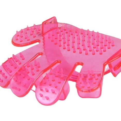 

Five-fingered palm-shaped pet bath massage brush, Pink and biue