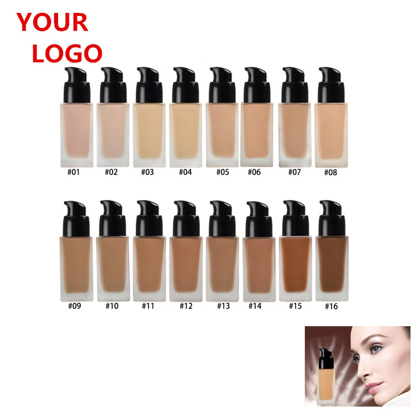 

High Quality No Logo 16 Colors Private Label Face Organic Makeup Liquid Foundation Wholesales