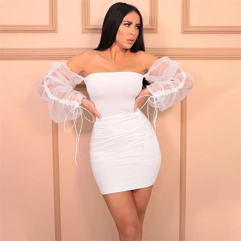 

2021 New Arrival Women Autumn winter backless Long Sleeve off shoulder dress women casual dresses