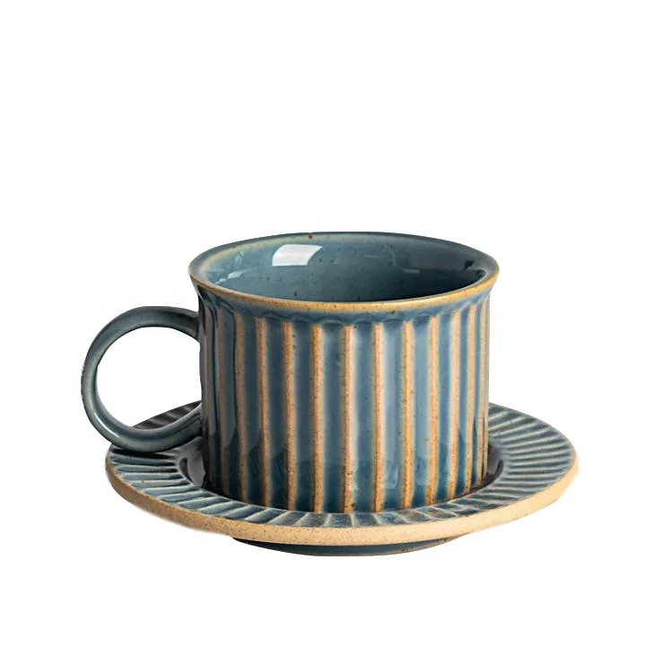 

2020 new vintage matt green handmade pottery ceramic coffee mug set for shop