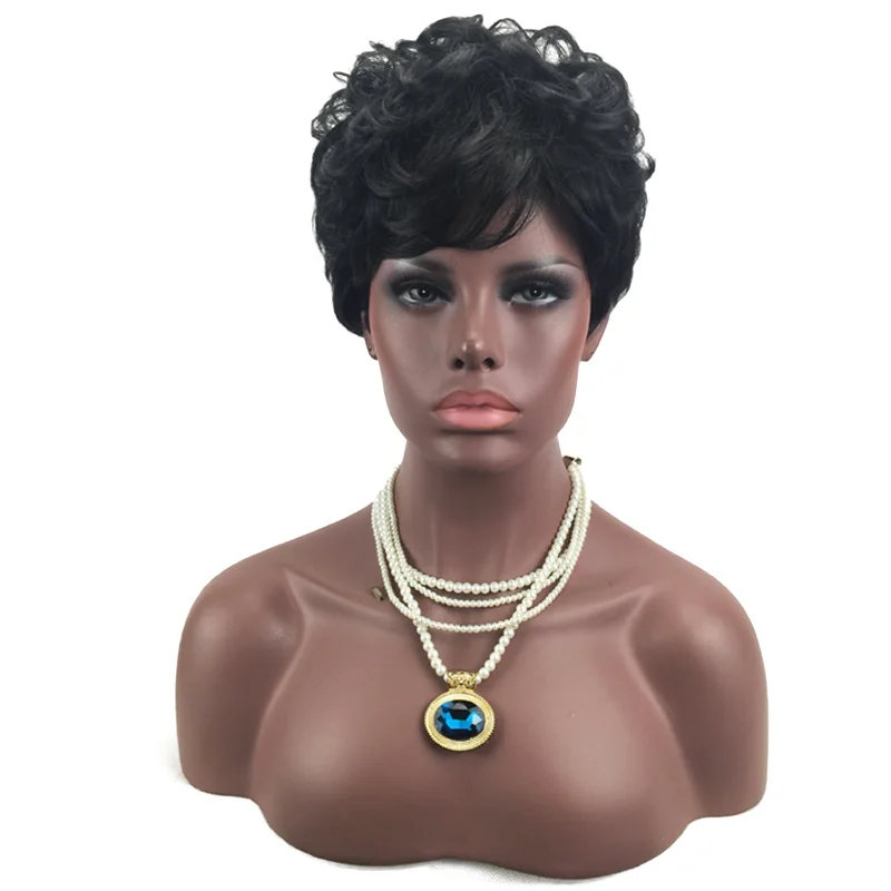 

Ladies Explosion Afro Curly Synthetic Hair Wigs High Temperature Short Black Wigs