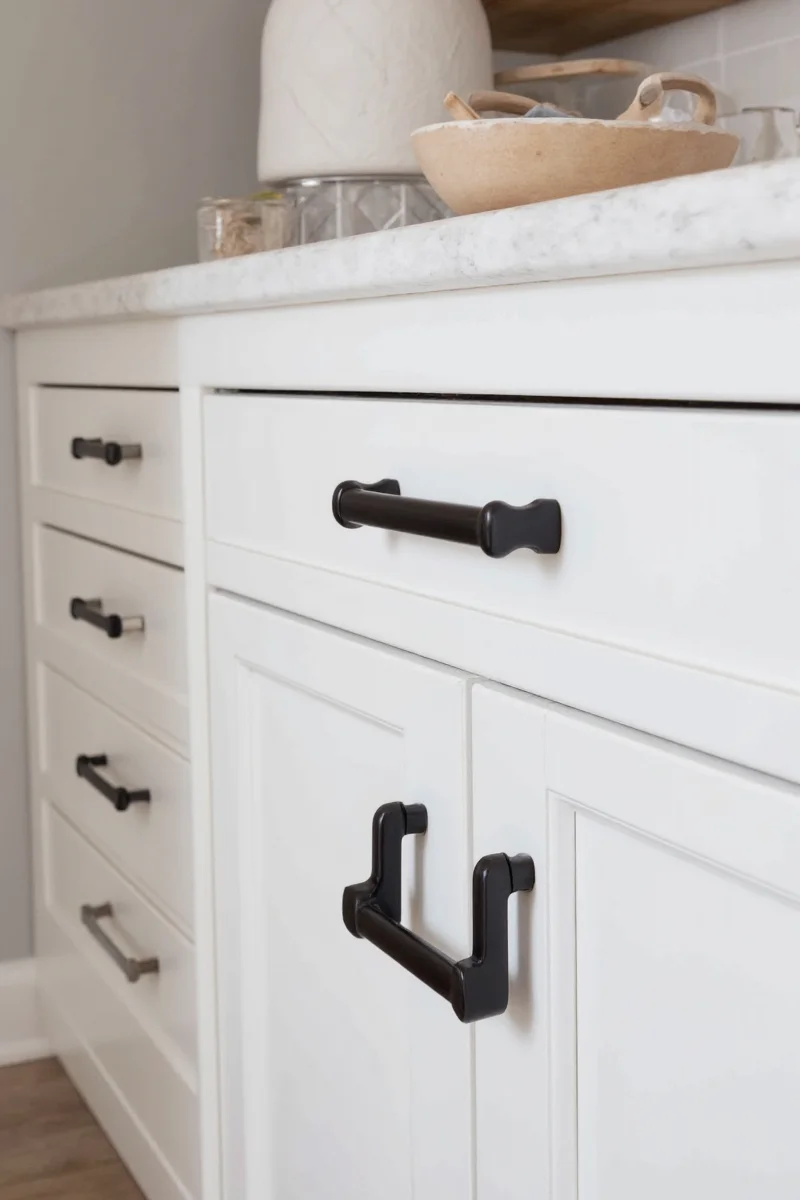 Eco-friendly black cabinet pulls made from recycled materials