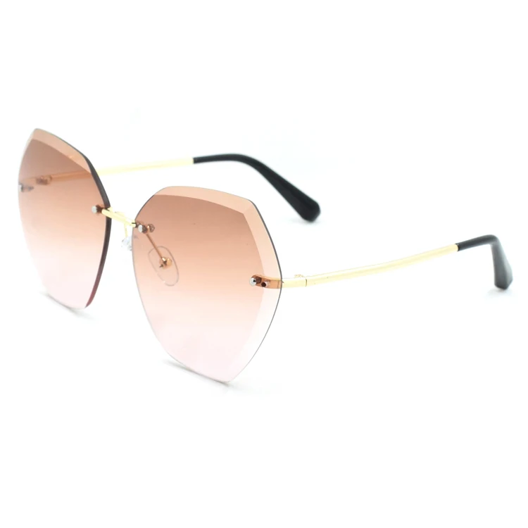 

STOCK high quality diamond cut womens metal sun glasses frameless new fashion Frameless Sunglasses women