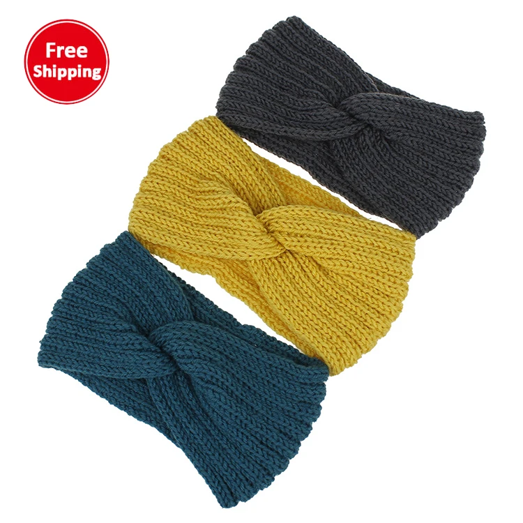 

Free shipping/dorp shipping 2021 autumn and winter woolen knitted headband ladies sports cross headband