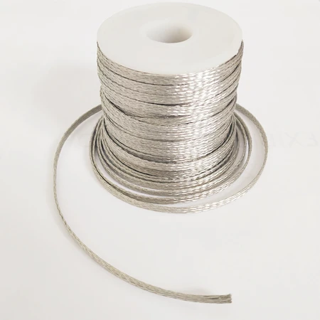 Flat tinned copper braid 1/6'' width 25' Length, flat copper braided wire manufacturer - ANKUX.COM