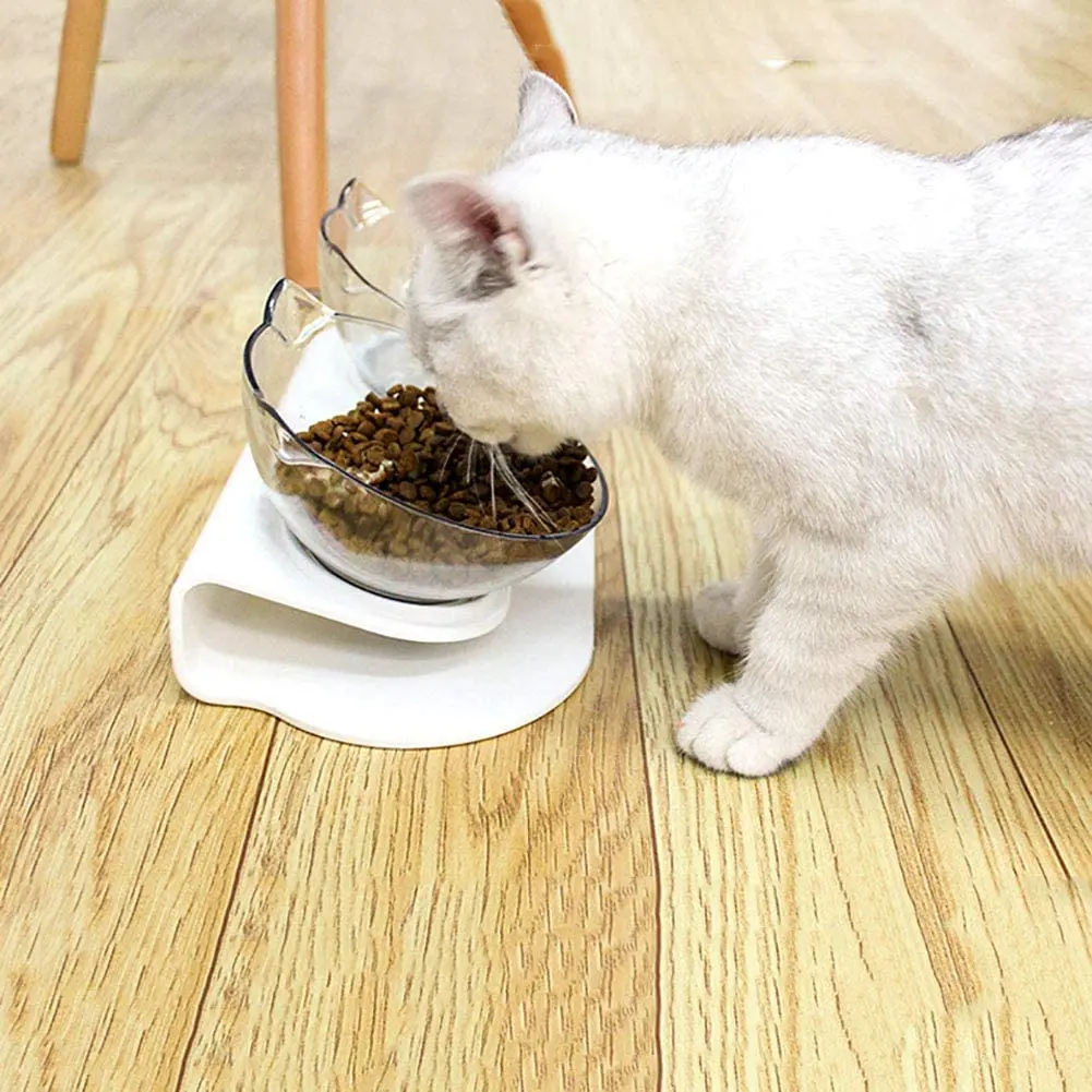 

U-Shape Single 15 Degree Adjustable Tilted Neck Guard Cat Dog Bowls with No-Spill Pads