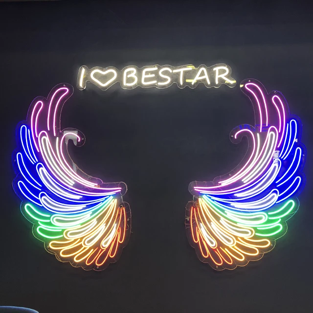 Rainbow wing led flex neon light tattoo signboard bar decor custom neon signs