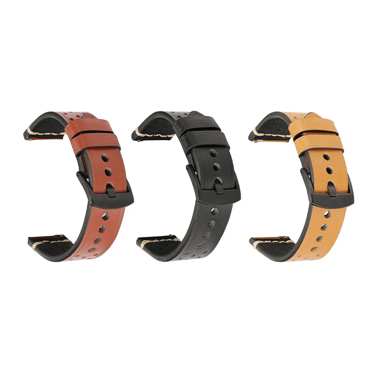 

2021 leather watch strap personalized custom wrist watch band for men, Black, blue, army green, dark brown, grey