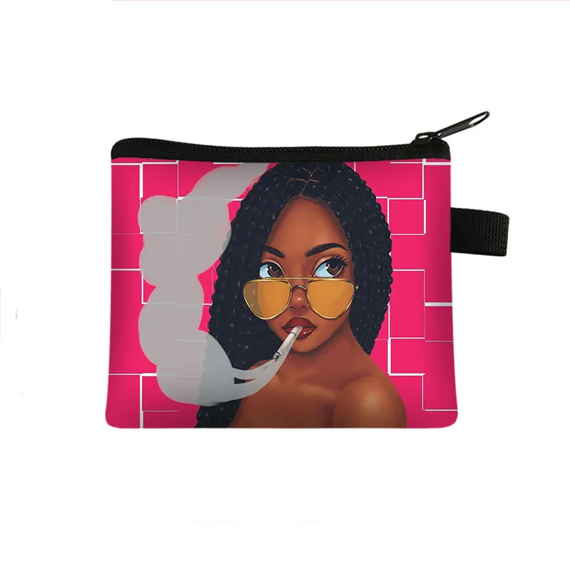

Factory Price New African Girl Coin Purse Portable Polyester Coin Key Storage Card Bag Handbag African Wallet, Customized