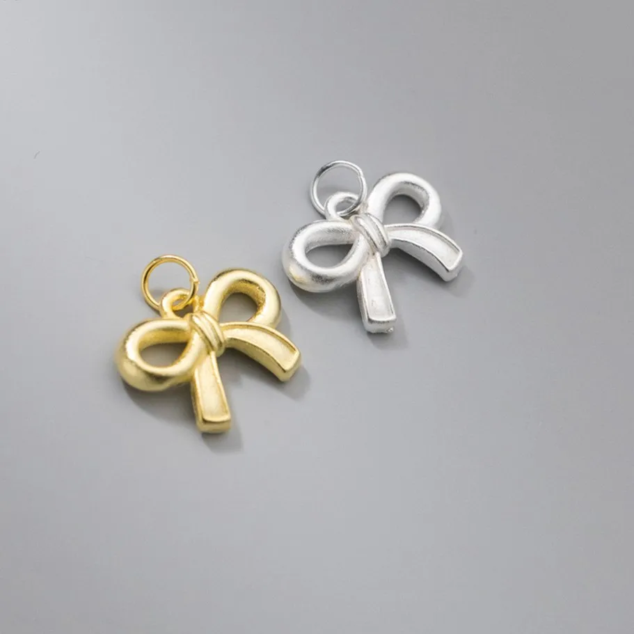 Cute S925 Bow Charms for DIY Jewelry Sterling Silver Necklace Making
