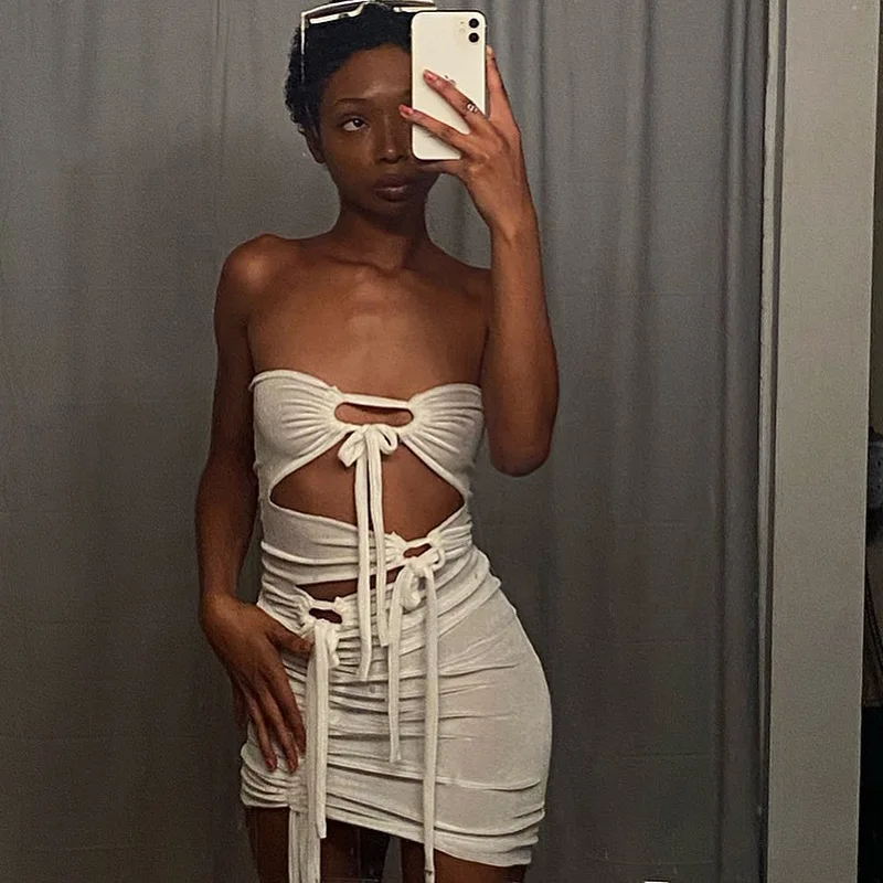 

Free Shipping R05013 - women fashion bodycon sleeveless solid hollow out mini dresses