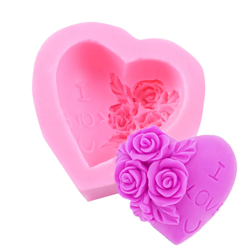 

Rose Flower Love Heart Shape Liquid Silicone Mold Love Chocolate Cake Mold Baking Pastry Tool Baking Tray Making Handicraft Mold