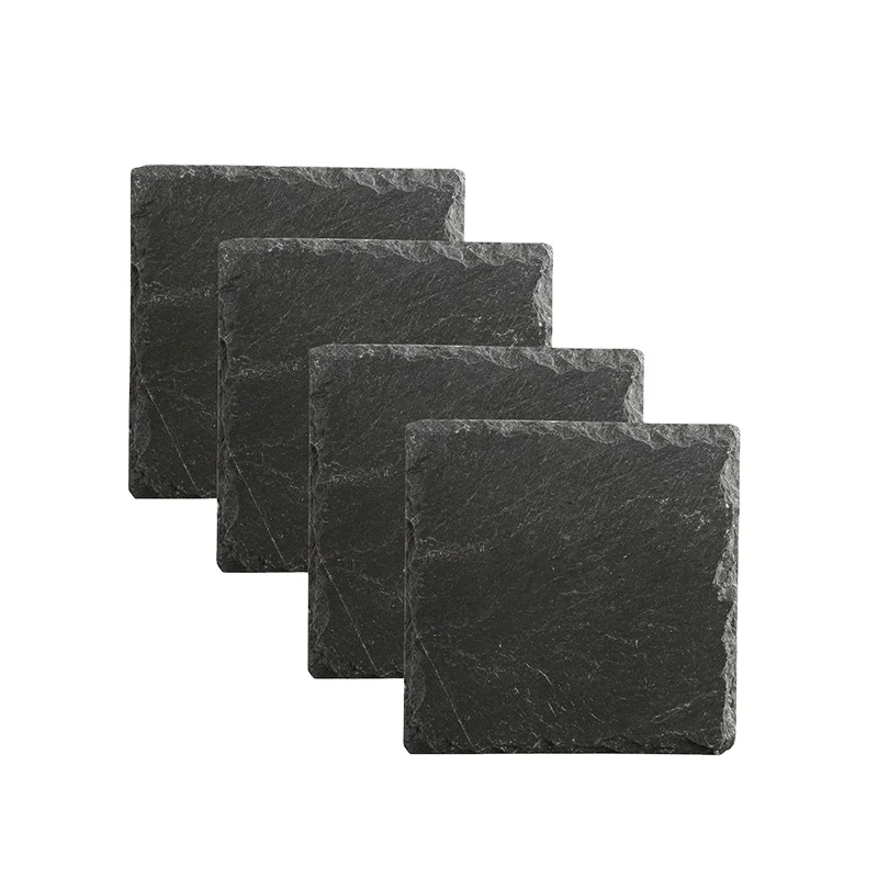 

Amzon Square Slate Drink Coasters Set Of 4 Size 4'' 10cm, Black