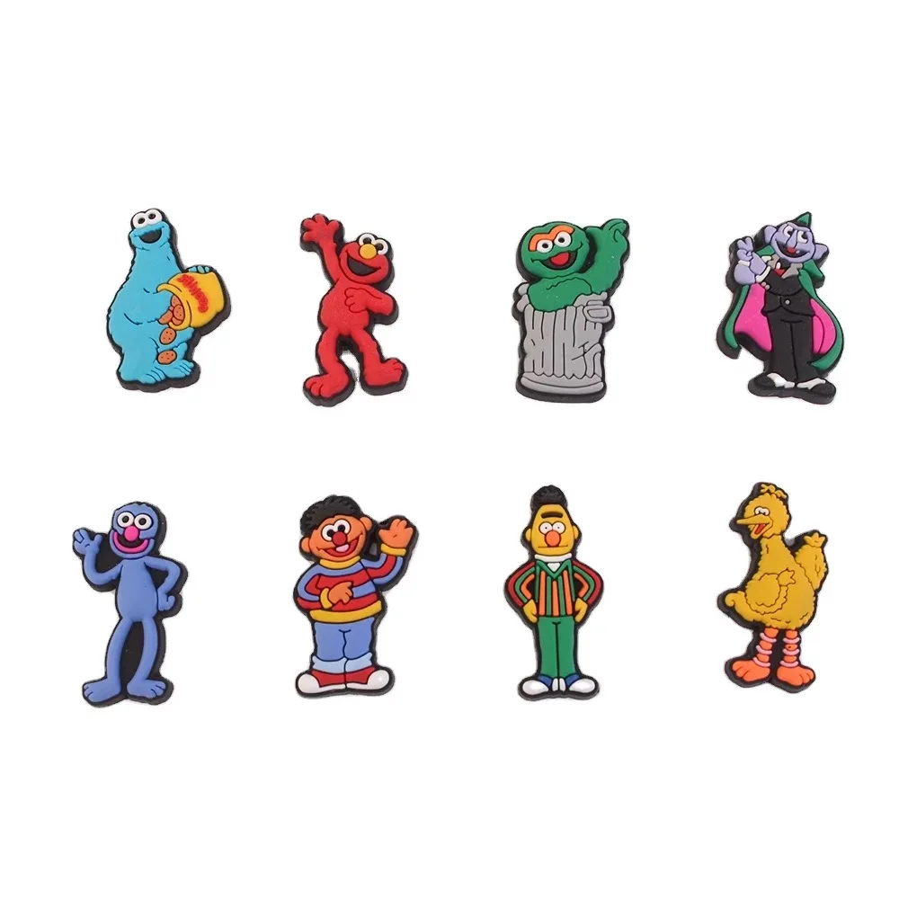 

sesame street Cartoon characters Instock wholesale clogs shoe charms suitable for kids party gifts wristband bracelets charms, As picture