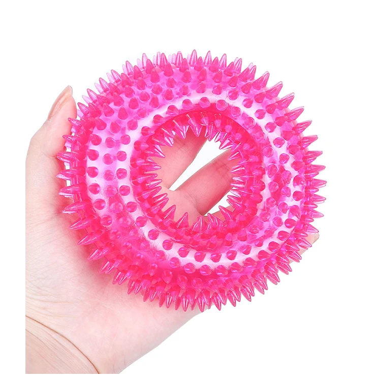 

Amazon Best Seller TPR Squeaky Spiky Ring Dog Toy for Pet, Pink/blue