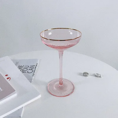 

Wedding glasses romantic party gift high quality wine cup lead free crystal glass champagne coupe wine glasses with gold rim, Clear