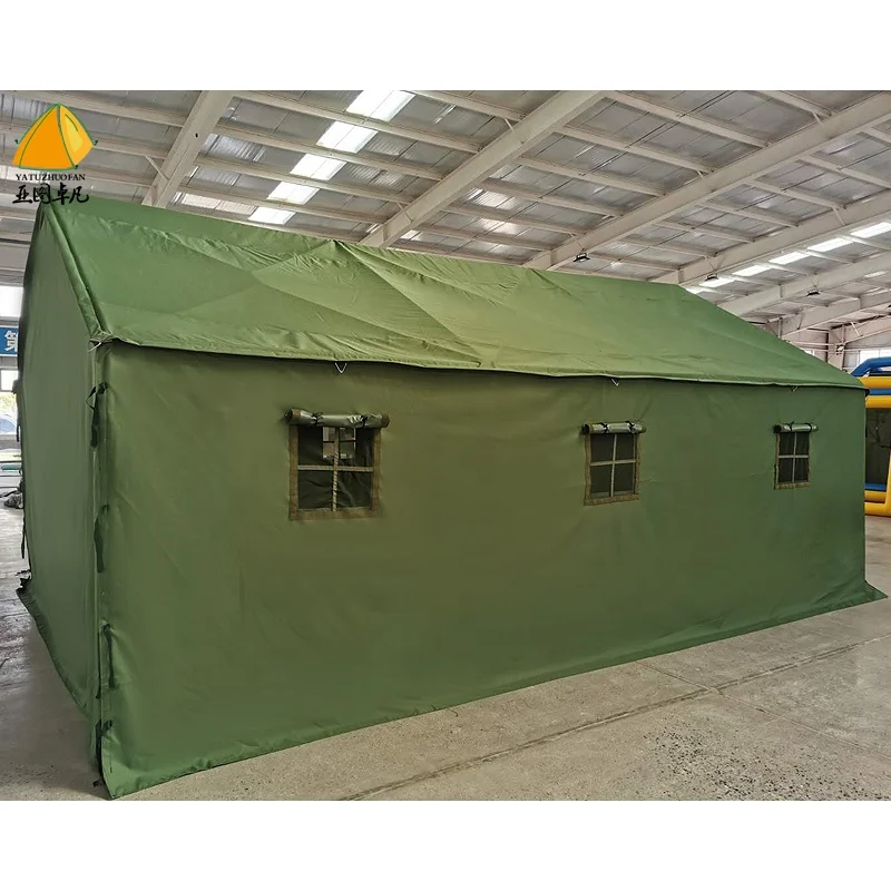 

Heavy duty outdoor 4m*6m army tent mosquito net used cotton canvas wall relief tent for disaster waterproof military tent, Army green