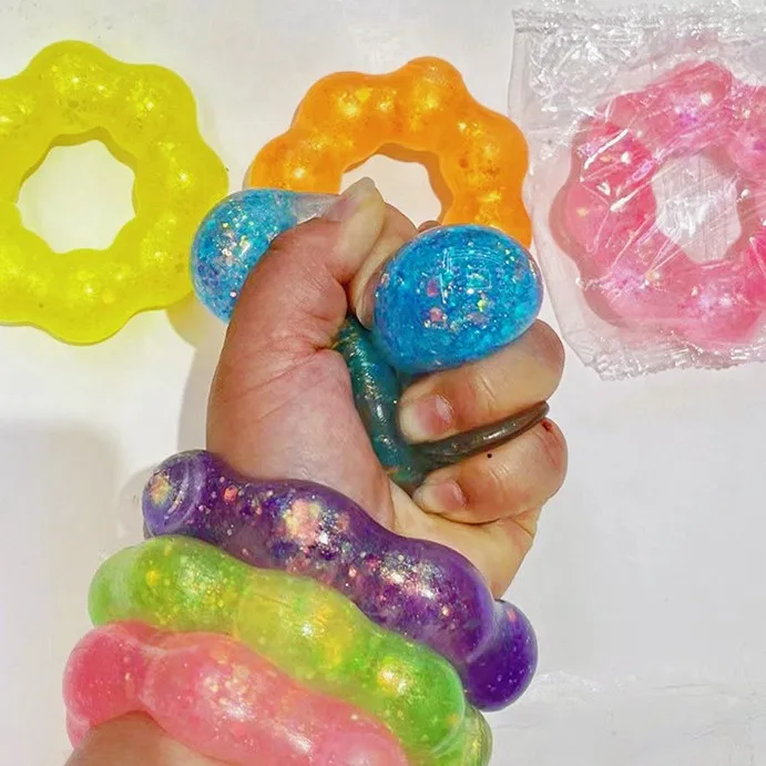 

TPR Aurora Maltose wreath bracelet transparent doughnut decompression pinch Fidget toy Squishy toys