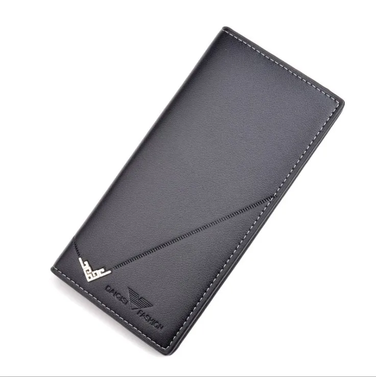 

Men's Long Wallet young men's soft leather fashion 3 folding large capacity multi card position Thin Wallet suit bag