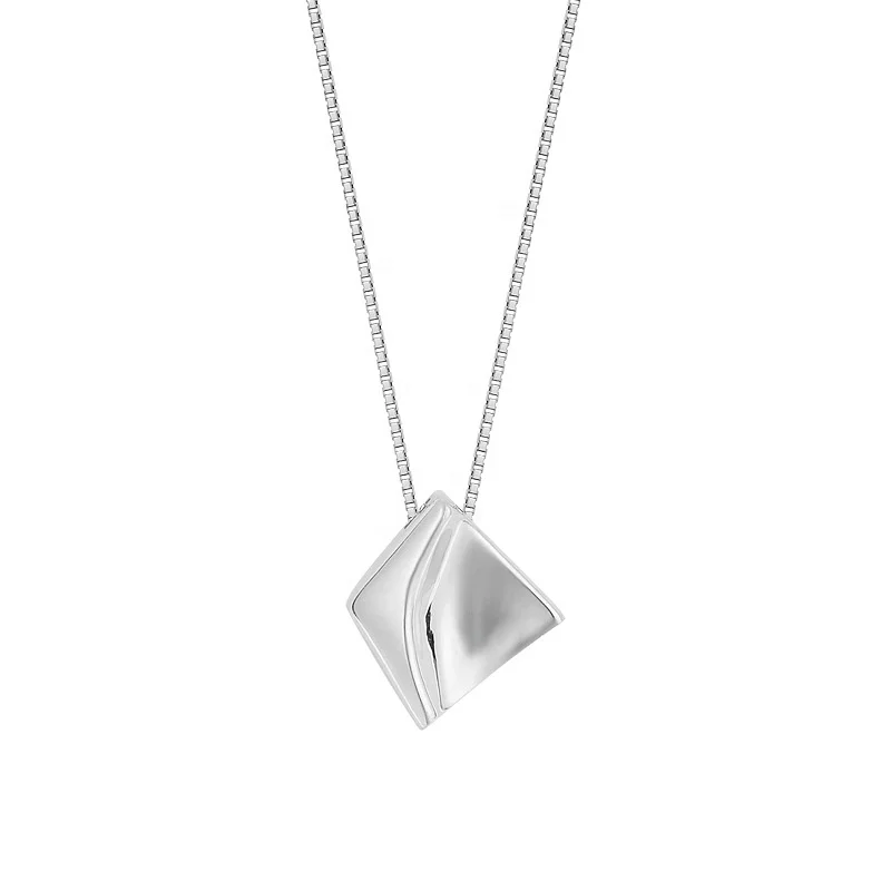 

Geometry Design Pendant 925 Sterling Silver Kids Initial Necklace For Retail, White