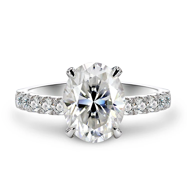 

10k white gold moissanite rings jewelry women oval cut 2 carats D color VVS moissanite diamond wedding rings