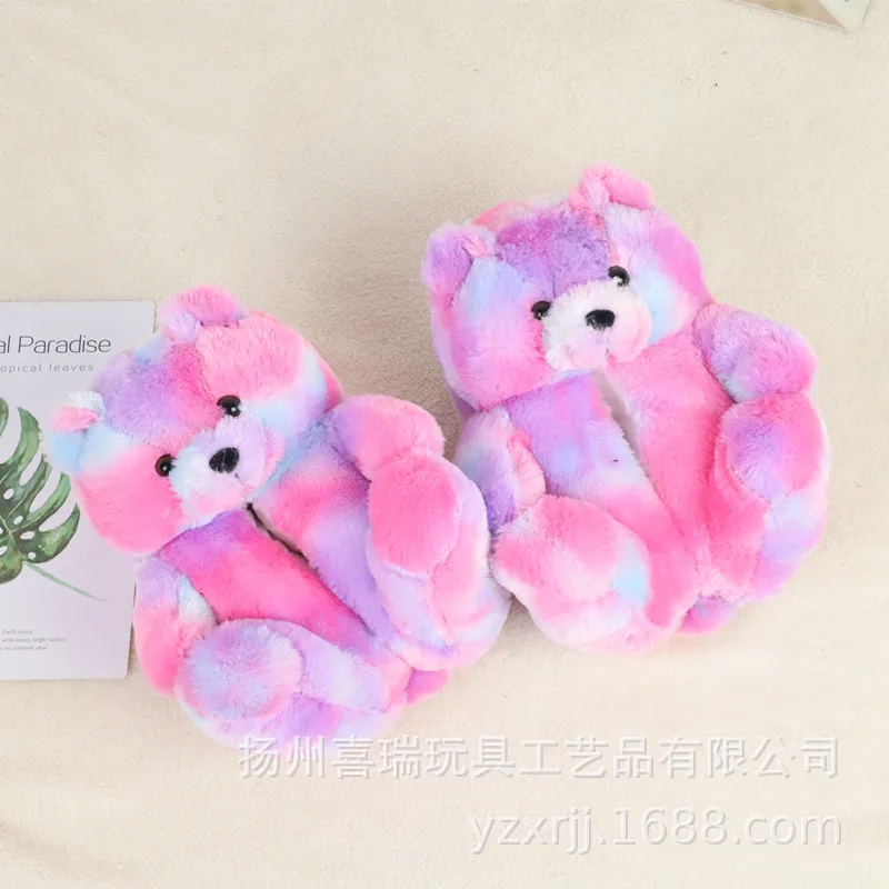 

Factory direct sales high quality teddy bear slippers women bear house slippers fluffy slippers for women, Customized color