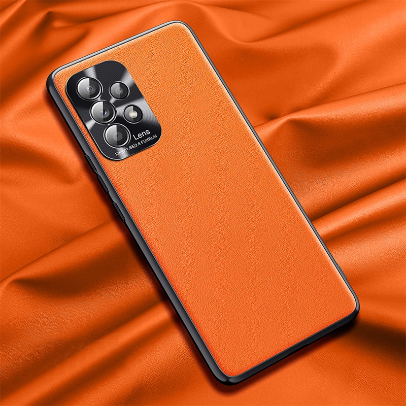 

2021 New PU Leather Hard PC Metal Camera Full Protective Mobile Phone Case For Samsung Galaxy A52 A72 A32