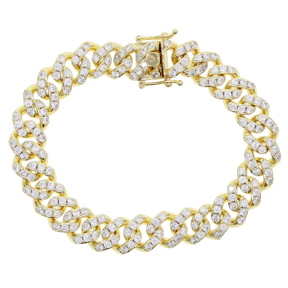 

Drop ship women men cuban chain bracelet bangle with cz gold silver color hip hop new styles bracelet chain wholesale