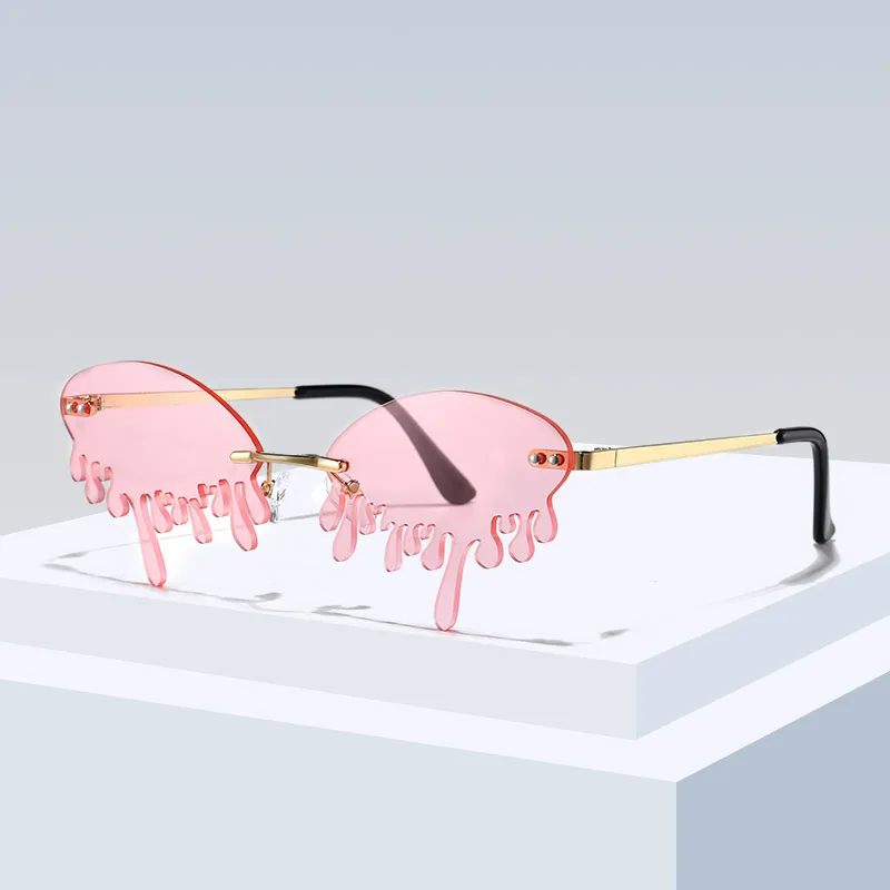 

lady's woman metal rimless tears flame sun glasses water drop, 10 colors