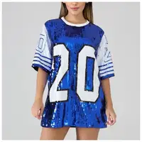 

Blue Sorority Stage Performance Clothing Zeta Phi Beta Number 20 T Shirt Dress Sequins T Shirt